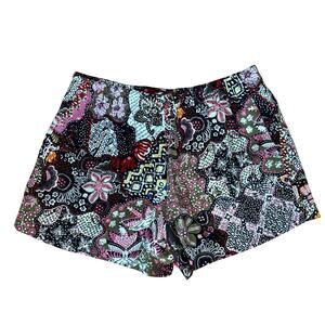 LOFT Size MP PM Medium Petite Linen Blend Floral Print Pull On Shorts Pockets